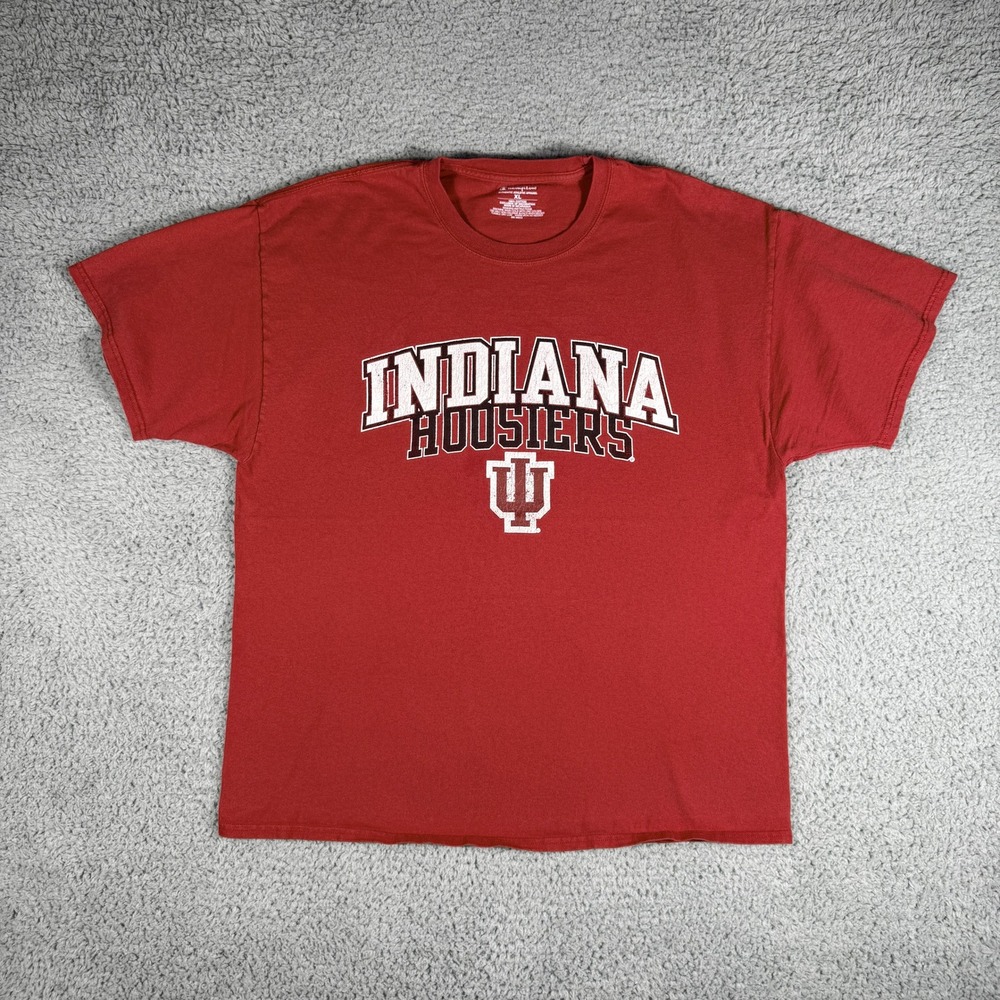 Champion Indiana University Hoosiers T-Shirt Size XL Red Spellout Logo
